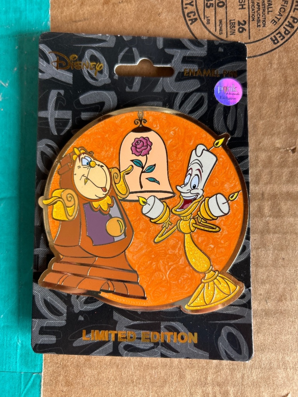 Pink a la Mode Beauty and the Beast Lumiere Cogsworth Pin Disney Belle